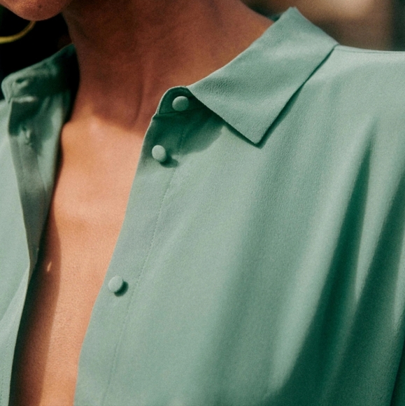 Sezane Ann 100% Silk Button Shirt - Picture 4 of 6